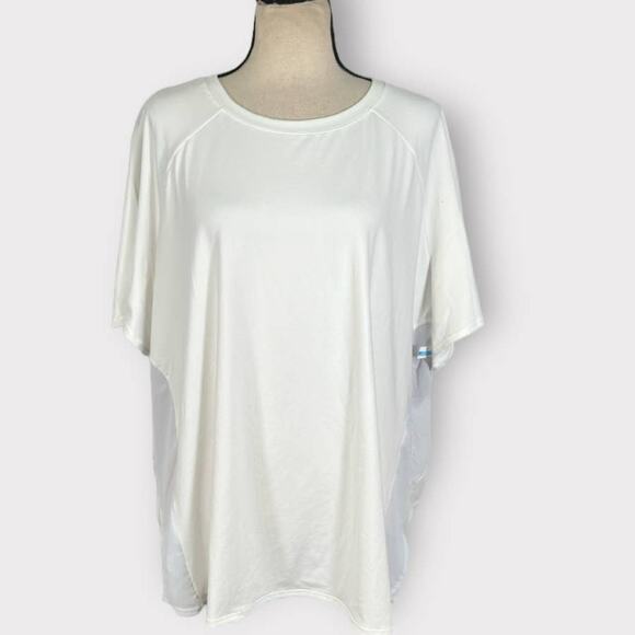 Zella White Mesh Sheer Back Short Sleeve T-Shirt Women's Plus Sz 3X NWT - Picture 1 of 7